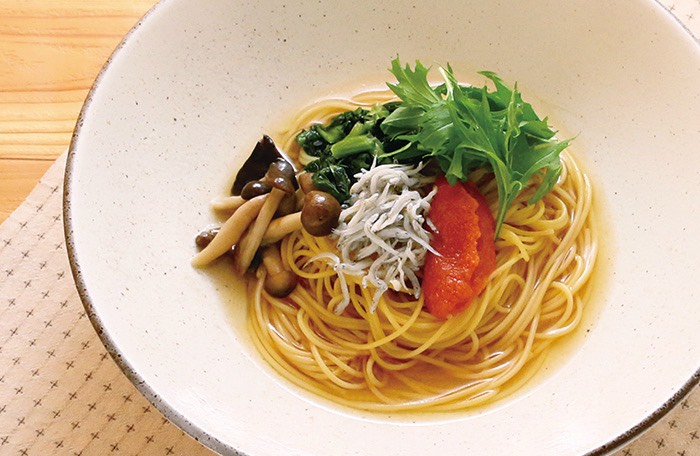 明太子としらす野沢菜添え