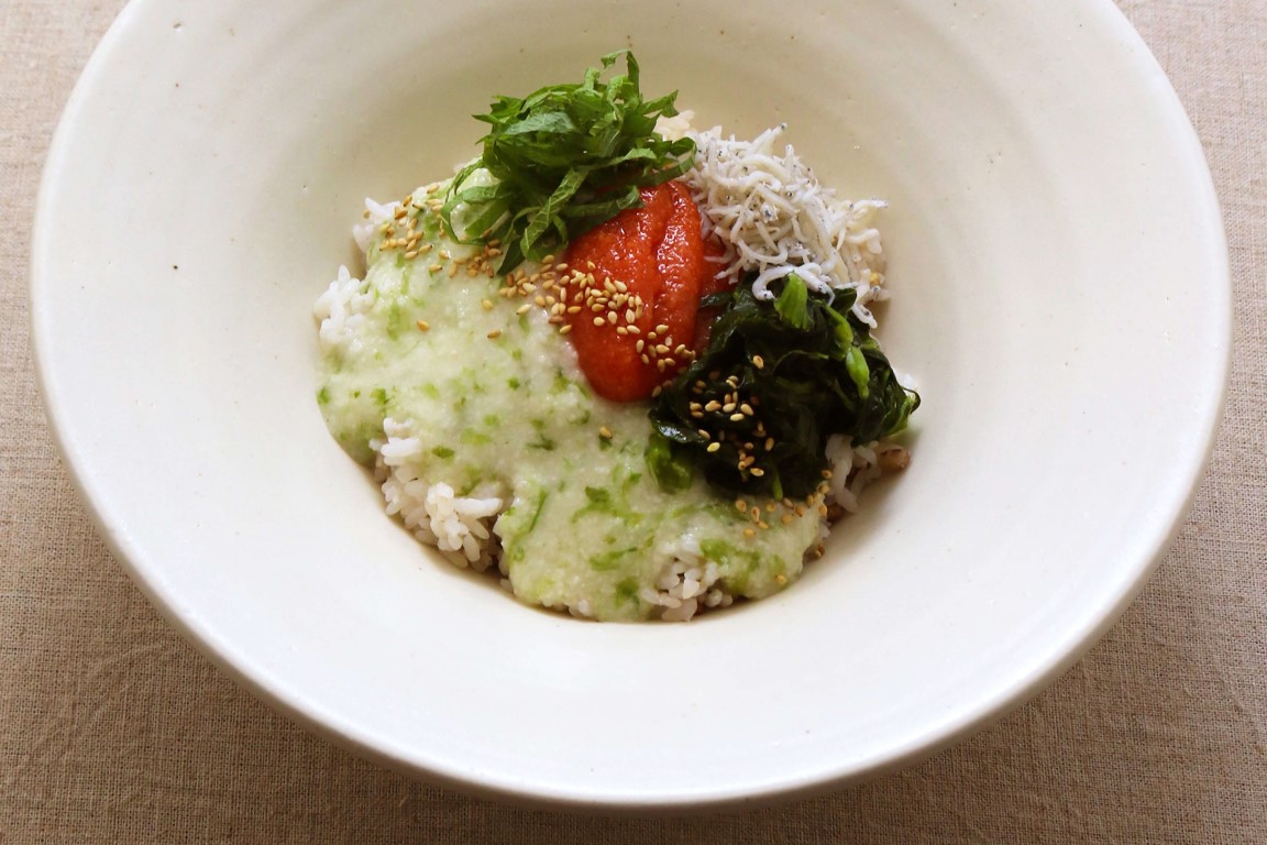 あおさとろろごはん 博多明太子としらす